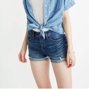 Madewell High-Rise Denim Shorts Cutoffs Raw Hems with Stretch - Size 28